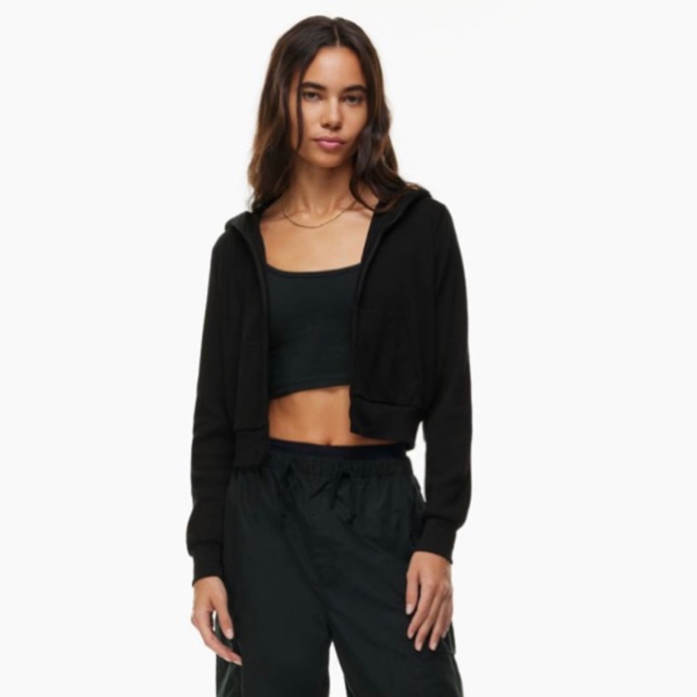 Aritzia Tna Waffle Zip Hoodie Black